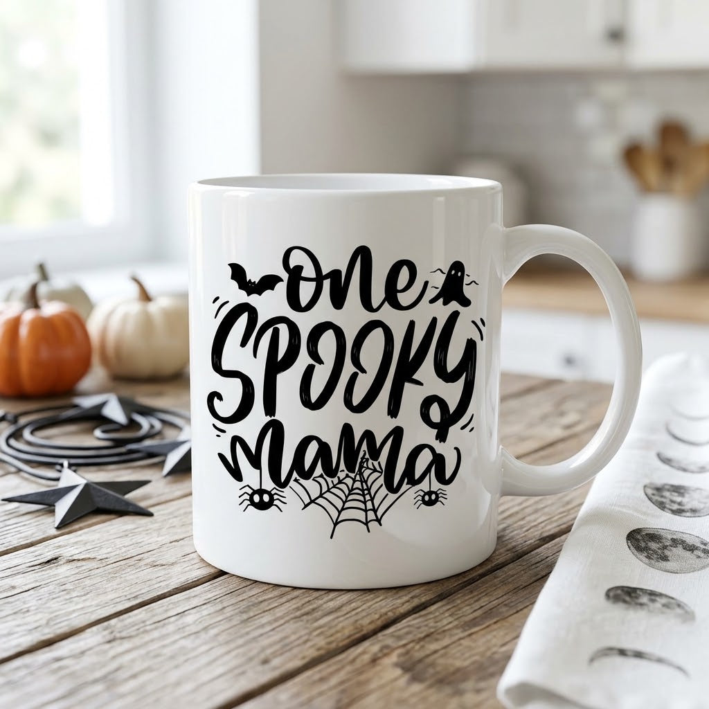 Spooky Mama Halloween Ceramic White Coffee Mug