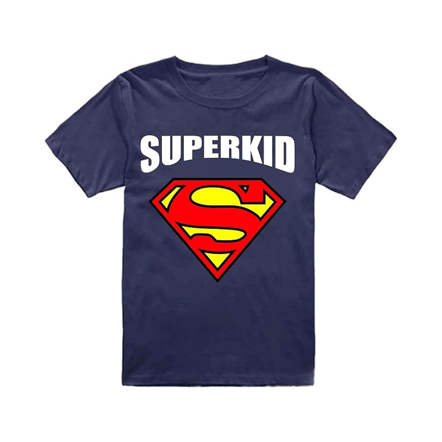 Superkid Superhero Logo Graphic 100% Cotton Unisex Navy Blue T-Shirt
