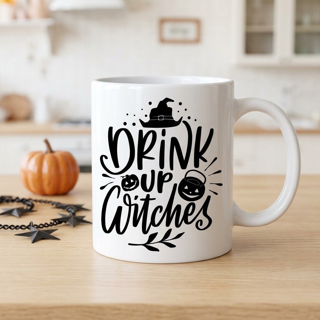 Drink up Witches Halloween Ceramic White Coffee Mug