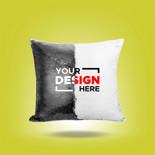 Personalized Sequin Cushion (Black) – Both Side Printing