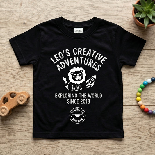 Custom Black Kids T-Shirt | Single Color White Print (3-11 Years)