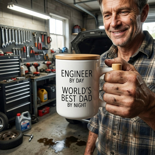Engineer by Day World's Best Dad by Night 11 Oz Ceramic Coffee Mugs - Funny, Sarcasm, Sarcastic, Motivational, Inspirational birthday gifts for dad, papa, father, father's day gift