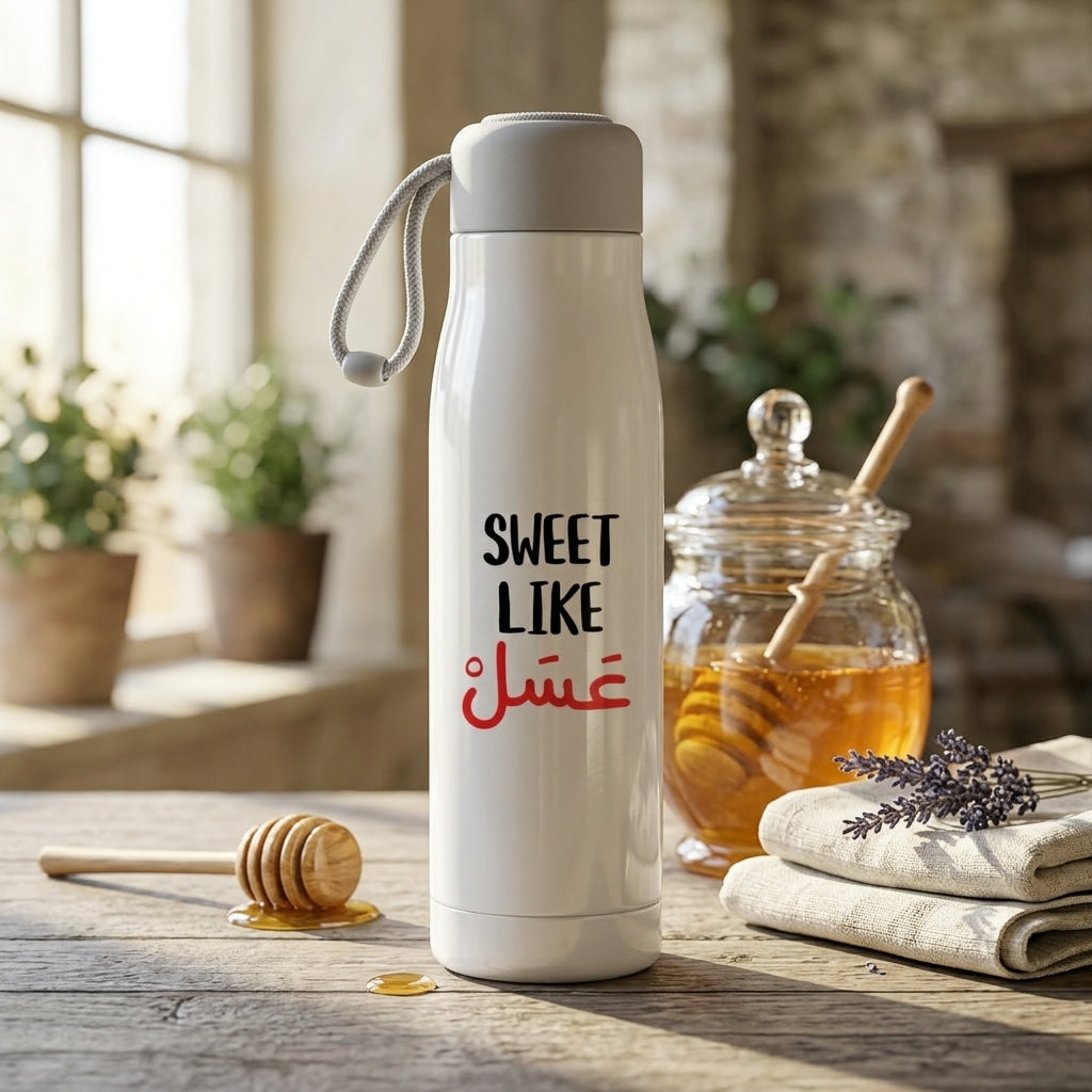 FMstyles - Sweet Like Honey Arabic Typography Printed White Bottle