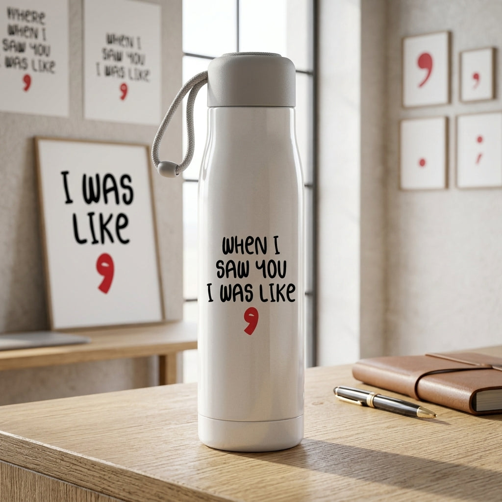 FMstyles - When I saw you I was Like WOW Arabic Typography Printed White Bottle