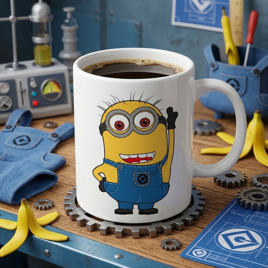 Despicable Me Minion Ceramic Coffee Mug – 11 oz White Ceramic Mug featuring Classic Waving Minion Design