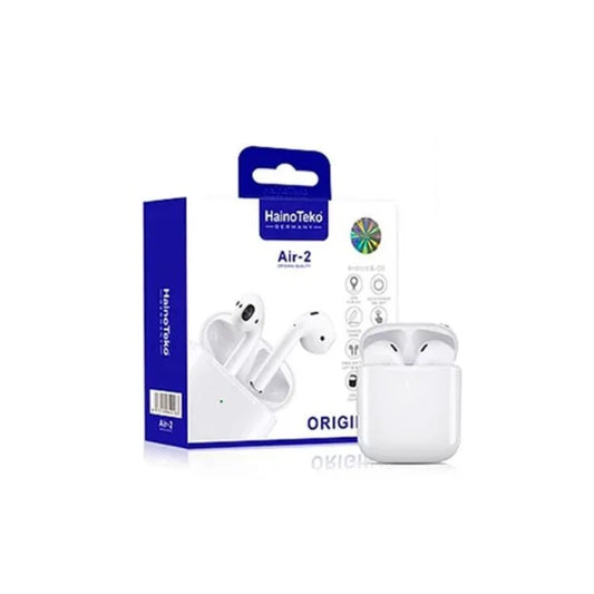 Haino Teko Air 2 Bluetooth Wireless Earphones, True Wireless Stereo Earbuds with Charging Case, Clear Sound, Smart Touch Control, Comfortable Fit for Android, iOS, Mobiles and Tablets – White