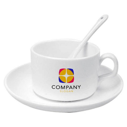 Personalized Ceramic Teacup & Saucer Set with Spoon (120ml)