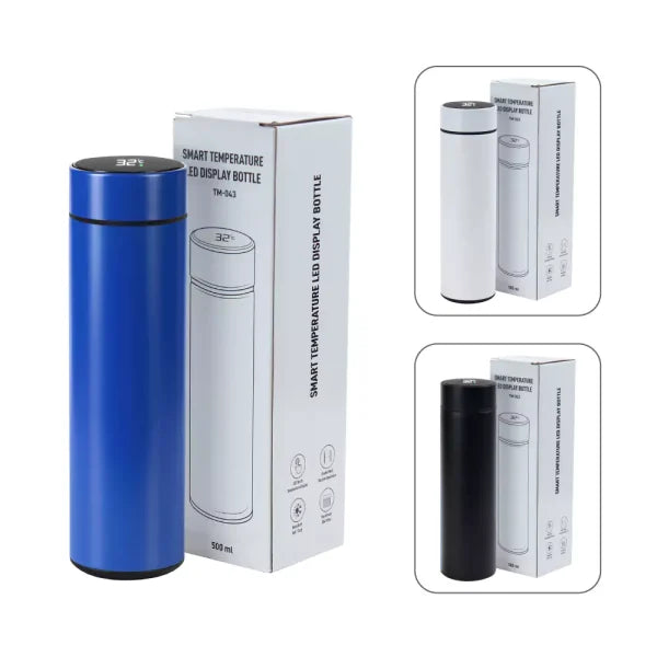 Smart Hydration: Customizable Temperature Display Flask (Blue)