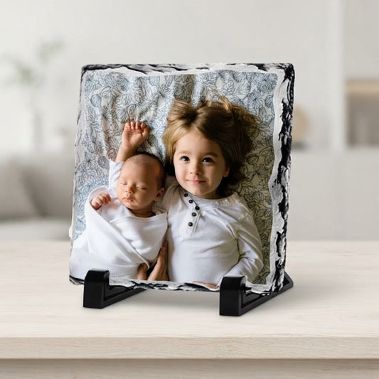 Personalized Square Photo Rock Slate for Custom Gifts and Decor (20 x 20 cm)
