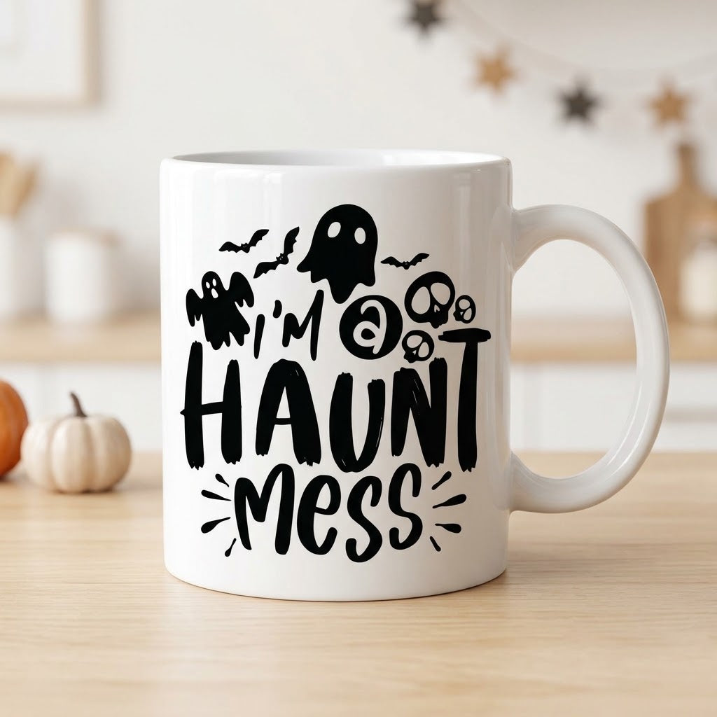 I'm a Haunt Mess Halloween Ceramic White Coffee Mug