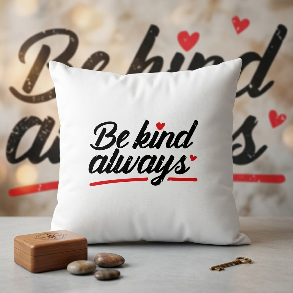 FMstyles - "Be kind Always" Typography Decorative Throw Pillow