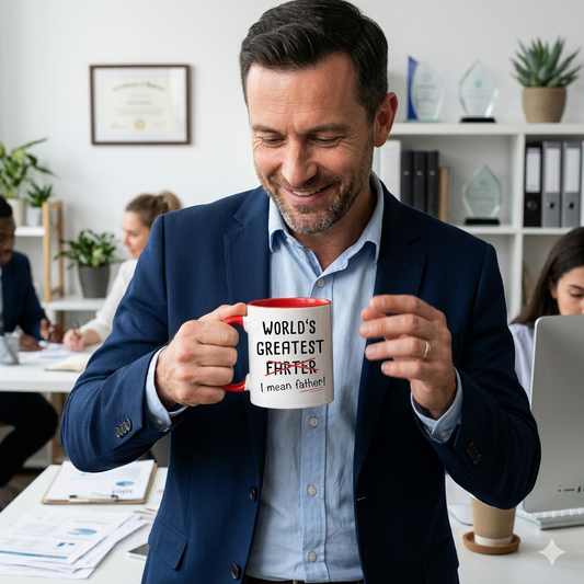 Funny Best Dad Coffee Mug, World's Greatest Father, I Mean Father, Best Cute Birthday Gifts for Dad Cup White, 11 Oz