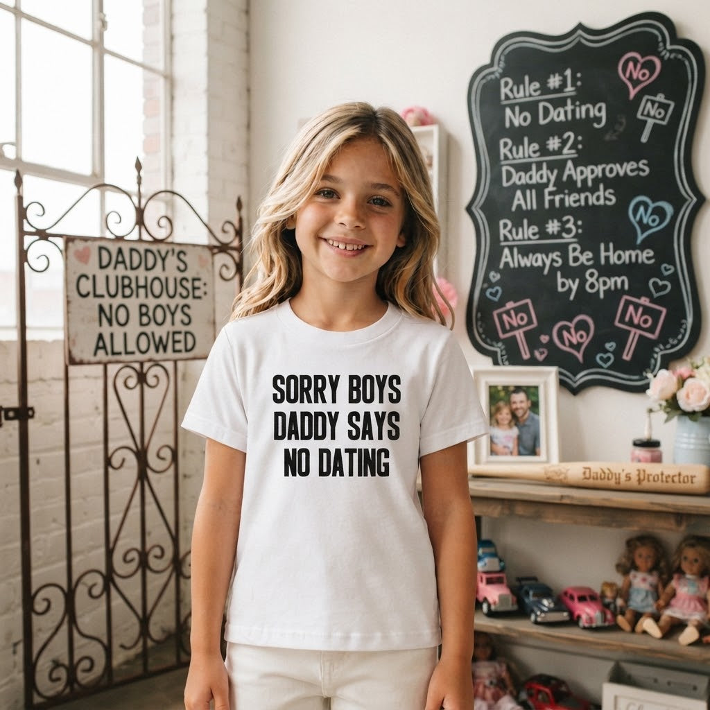 Sorry Boys, Dad says no Dating - Typography Quote Printed Cotton Unisex T-Shirt