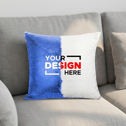 Personalized Sequin Cushion (Blue) – Both Side Printing