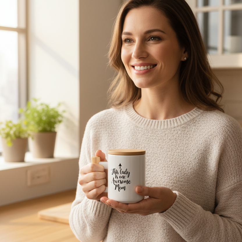 One Awesome Mom Funny Coffee Mug - Best Mothers Day Gifts for Mom, Women - Unique Mom Gifts from Daughter, Son, Kids, Husband - Cool Bday Present Idea for New Mom, Wife, Her - Novelty Mom Mug, Cup