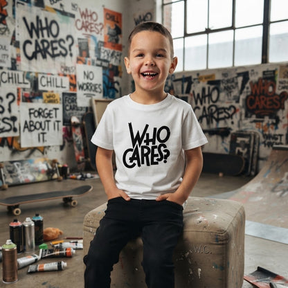 Enjoy Life, Who Cares - Typography Quote Printed Cotton Kids Unisex T-Shirt