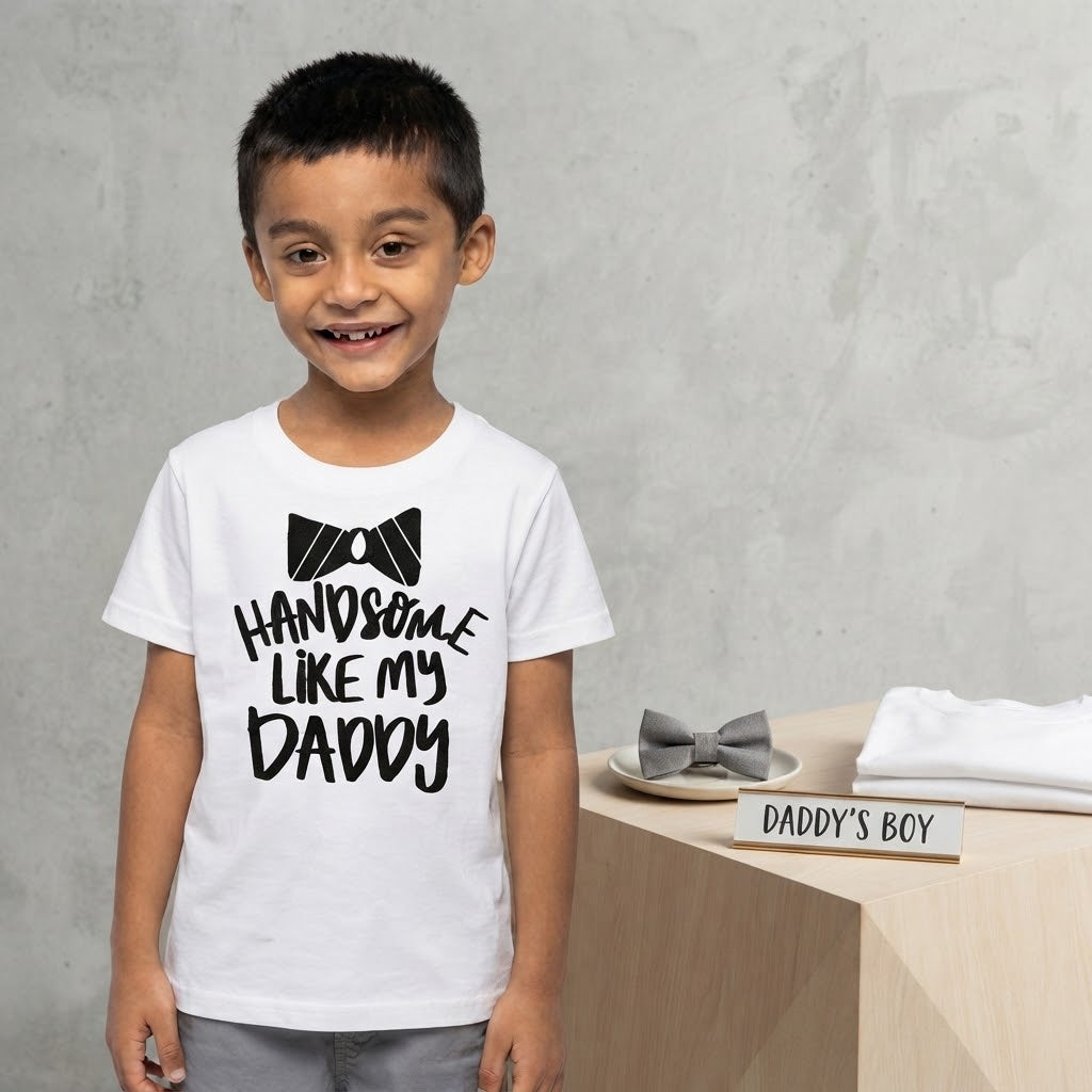 Handsome like my daddy - Typography Quote Printed Cotton Unisex T-Shirt