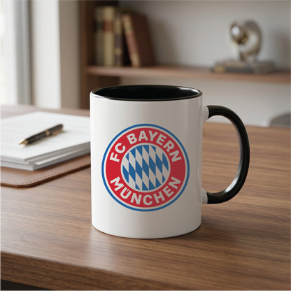 FC Bayern Munich Coffee Mug – Accent Color, Wooden Handle & Cork Base Options