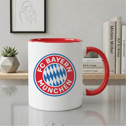 FC Bayern Munich Coffee Mug – Accent Color, Wooden Handle & Cork Base Options