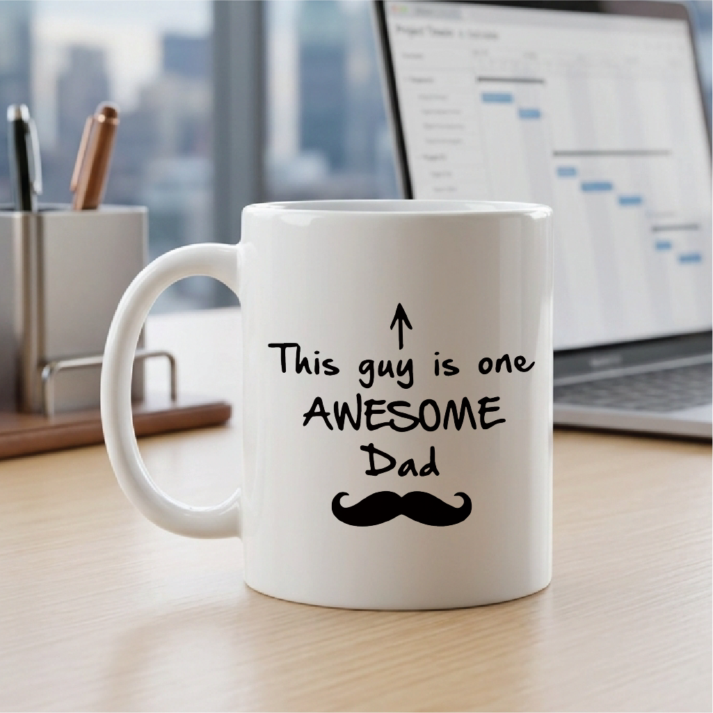 Best Dad Gifts - Funny Coffee Mug - One Awesome Dad - Father's Day Gifts for Dad, Men - Unique Gift Ideas for Him from Daughter, Son, Wife - Cool Birthday Present for Husband - Fun Novelty Cup (White)