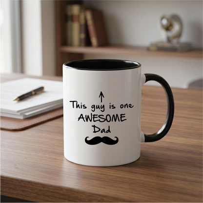 Best Dad Gifts - Funny Coffee Mug - One Awesome Dad - Father's Day Gifts for Dad, Men - Unique Gift Ideas for Him from Daughter, Son, Wife - Cool Birthday Present for Husband - Fun Novelty Cup (White)