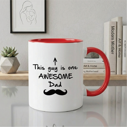 Best Dad Gifts - Funny Coffee Mug - One Awesome Dad - Father's Day Gifts for Dad, Men - Unique Gift Ideas for Him from Daughter, Son, Wife - Cool Birthday Present for Husband - Fun Novelty Cup (White)