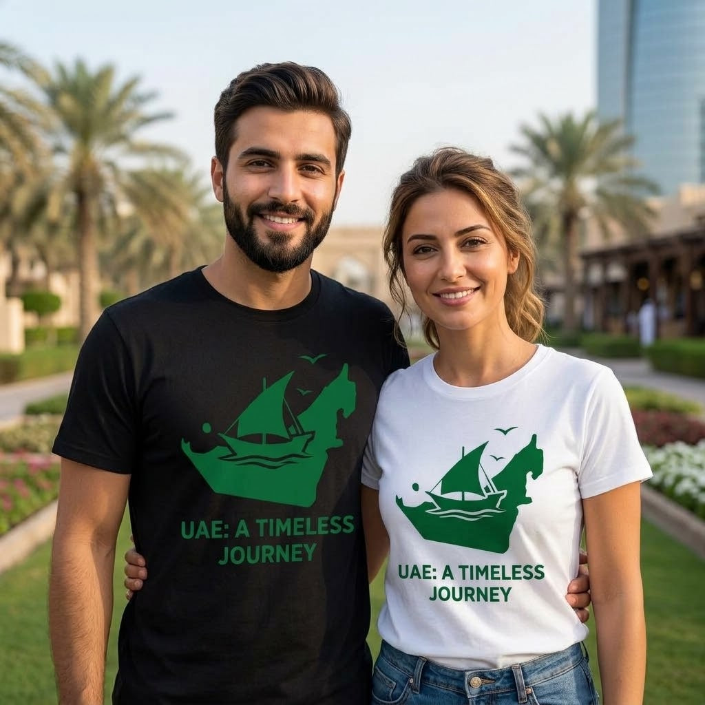 FMstyles - 100% Cotton Round Neck Unisex T-Shirt – UAE: A Timeless Journey