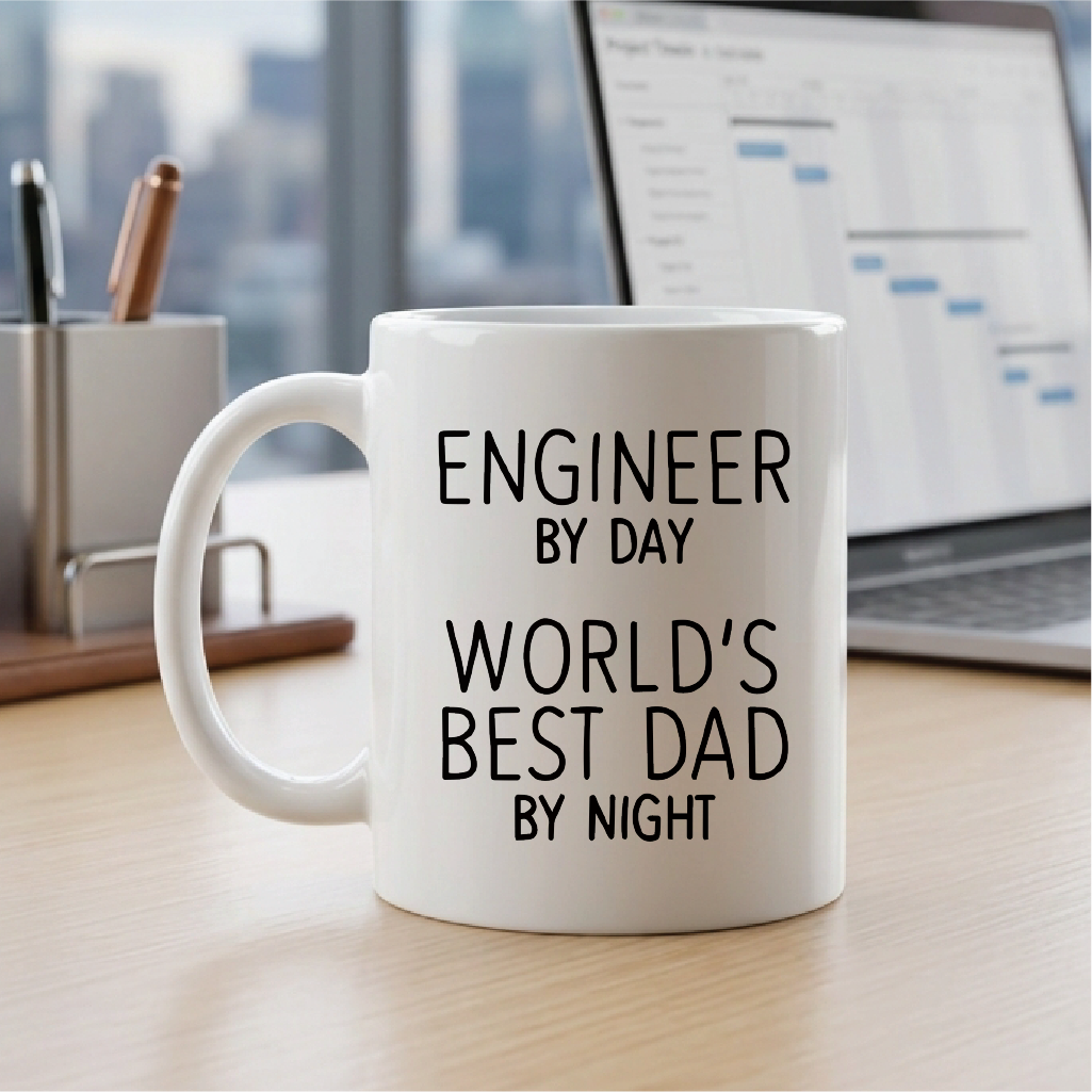 Engineer by Day World's Best Dad by Night 11 Oz Ceramic Coffee Mugs - Funny, Sarcasm, Sarcastic, Motivational, Inspirational birthday gifts for dad, papa, father, father's day gift