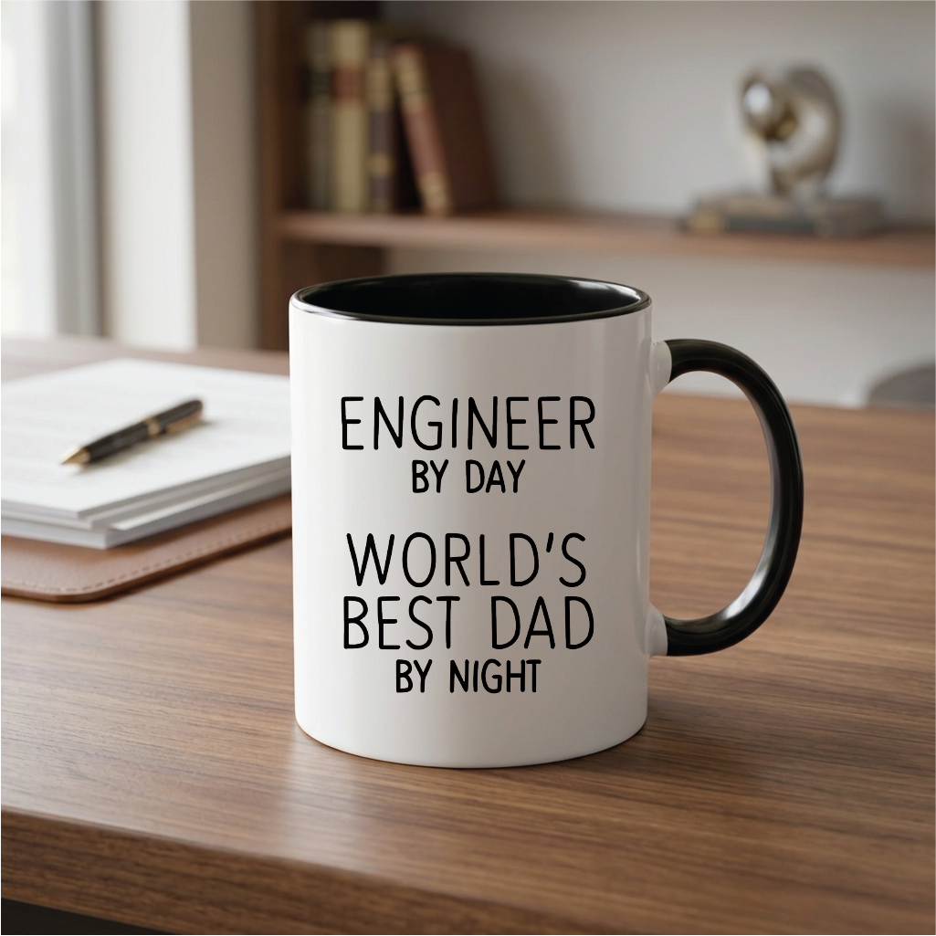 Engineer by Day World's Best Dad by Night 11 Oz Ceramic Coffee Mugs - Funny, Sarcasm, Sarcastic, Motivational, Inspirational birthday gifts for dad, papa, father, father's day gift