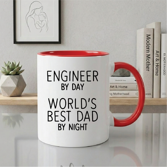 Engineer by Day World's Best Dad by Night 11 Oz Ceramic Coffee Mugs - Funny, Sarcasm, Sarcastic, Motivational, Inspirational birthday gifts for dad, papa, father, father's day gift