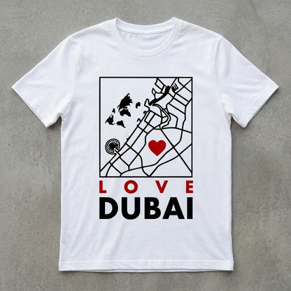 FMstyles - Love Dubai Map Graphic T-Shirt – Premium 100% Cotton White Round Neck Tee