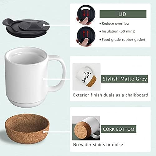 Personalized Cork Base Premium White Mug with Lid