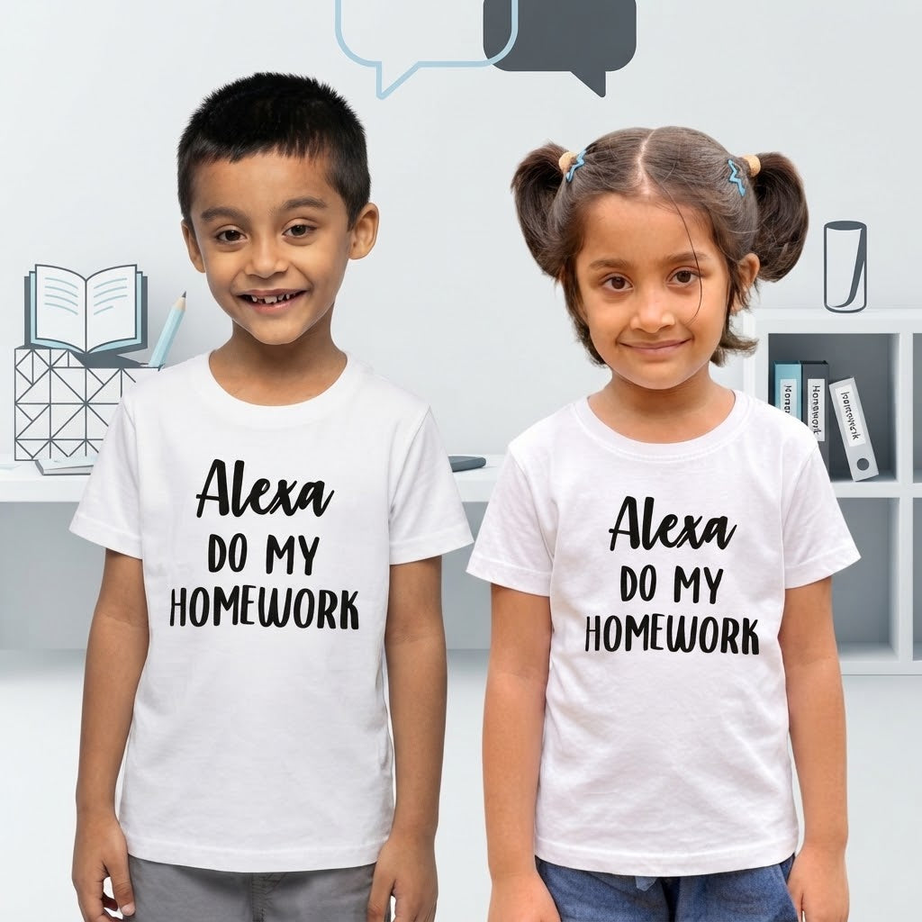 Alexa, Do my Homework - Typography Quote Printed Cotton Unisex T-Shirt