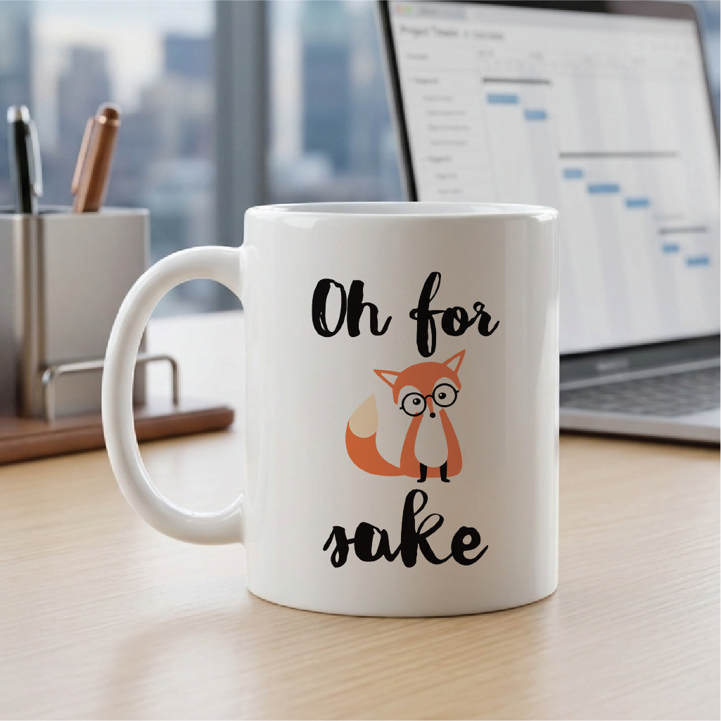 Funny Quote Fox Coffee Mug, Oh for Fox Cute Fathers and Mothers Day Gifts Fun Cup White, 11 Oz