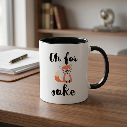 Funny Quote Fox Coffee Mug, Oh for Fox Cute Fathers and Mothers Day Gifts Fun Cup White, 11 Oz