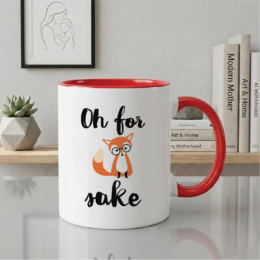 Funny Quote Fox Coffee Mug, Oh for Fox Cute Fathers and Mothers Day Gifts Fun Cup White, 11 Oz