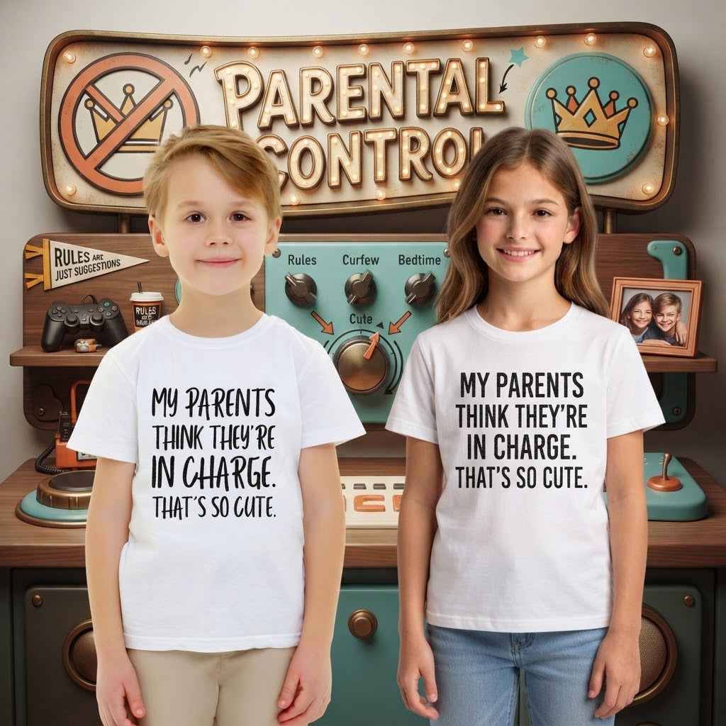 My parents think they're in-charge - Typography Quote Printed Cotton Unisex T-Shirt