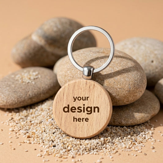 Personalized Wooden Round Key Ring (Engraved)