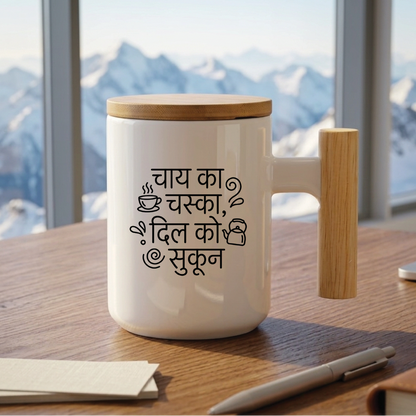MG1106	"चाय का चस्का, दिल को सुकून।" (Addicted to tea, peaceful at heart.) - Quote Printed Premium Coffee Mugs & Cups (5 Options)