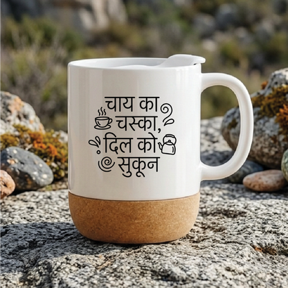 MG1106	"चाय का चस्का, दिल को सुकून।" (Addicted to tea, peaceful at heart.) - Quote Printed Premium Coffee Mugs & Cups (5 Options)