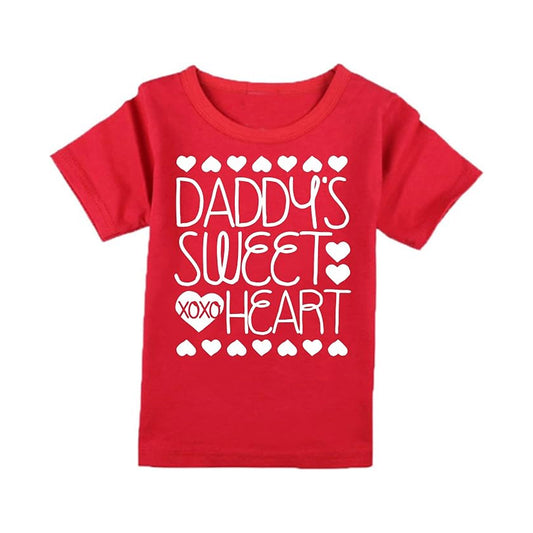 Daddy's Sweetheart XOXO Hearts Red 100% Cotton Unisex T-Shirt