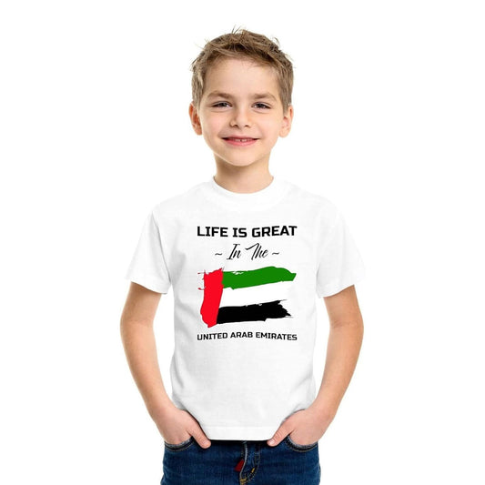Life Is Great in the United Arab Emirates Flag Graphic 100% Cotton Unisex T-Shirt