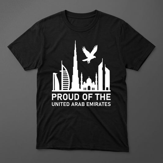 FMstyles - 100% Cotton White Round Neck Unisex T-Shirt – UAE Skyline Graphic Printed Tees