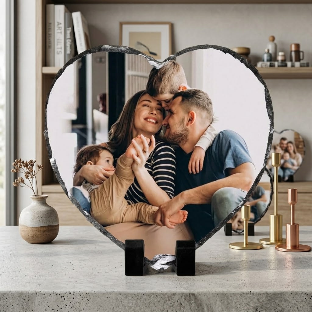 Personalized Heart-Shaped Photo Stone