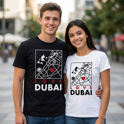 FMstyles - Love Dubai Map Graphic T-Shirt – Premium 100% Cotton White Round Neck Tee