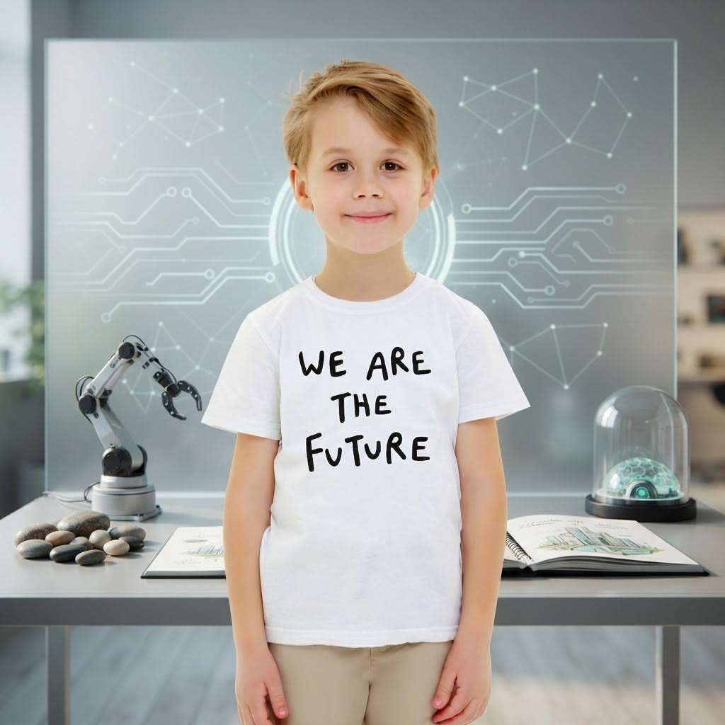 We are the Future - Typography Quote Printed Cotton Kids Unisex T-Shirt