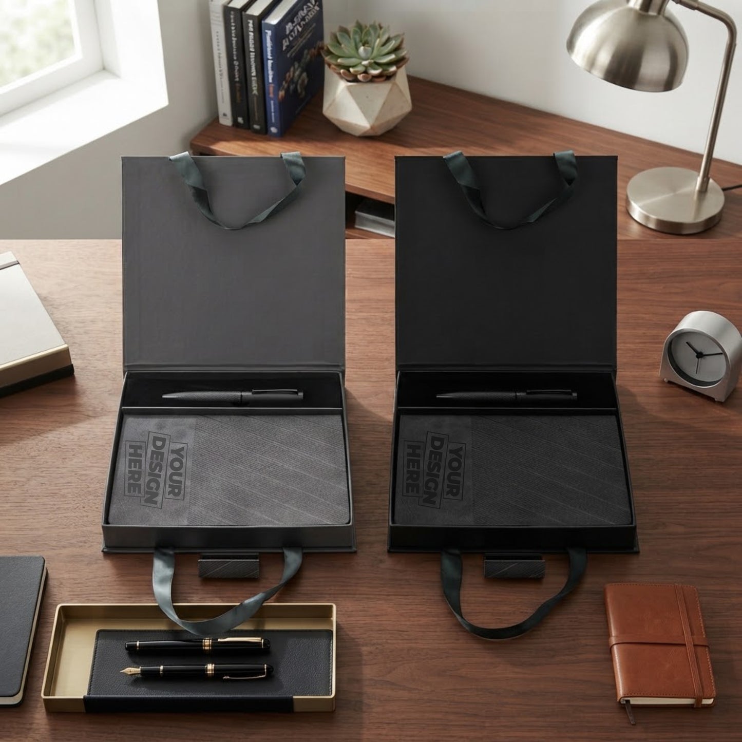 Personalized Premium Office Gift Sets in Magnetic Clasp Closure & Ribbon Handle Box