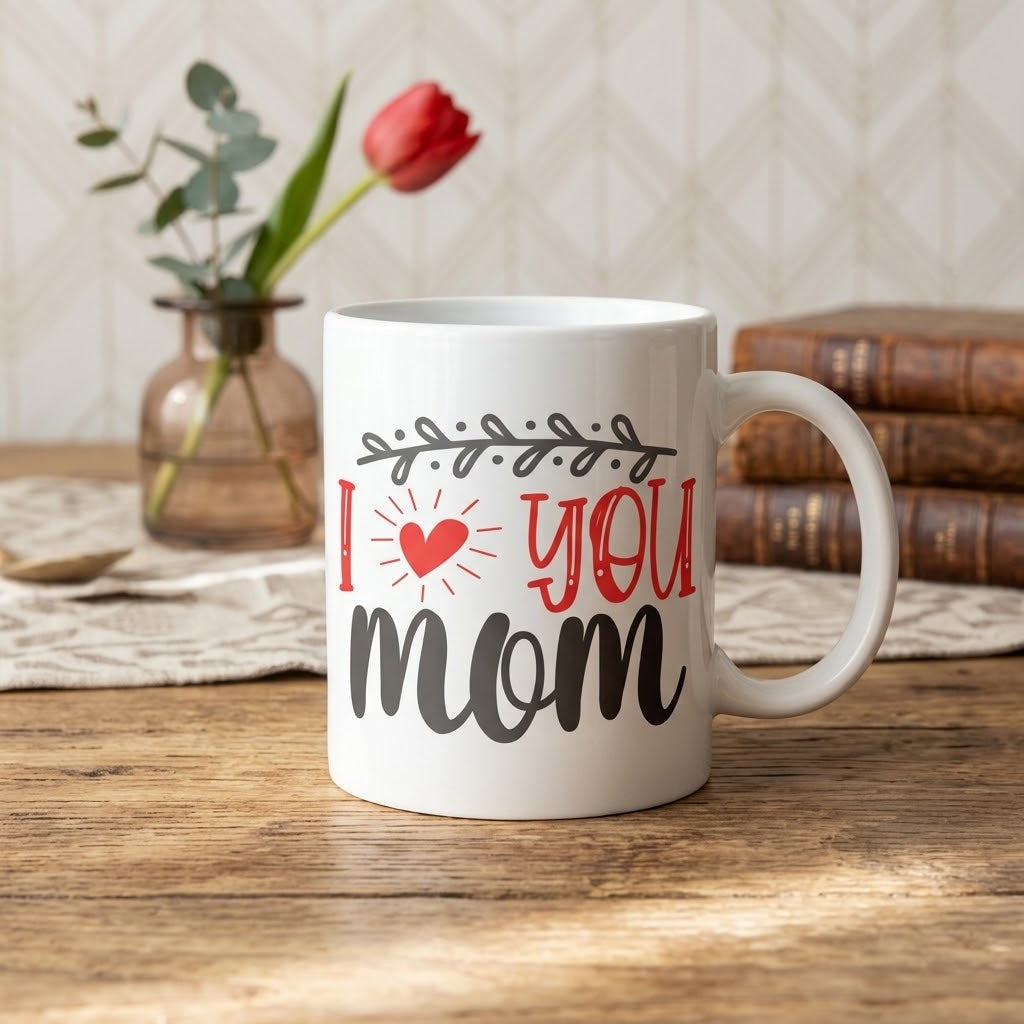 I Love You Mom - 11oz Ceramic Coffee Mug for Mother's Day & Mom's Birthday Gift