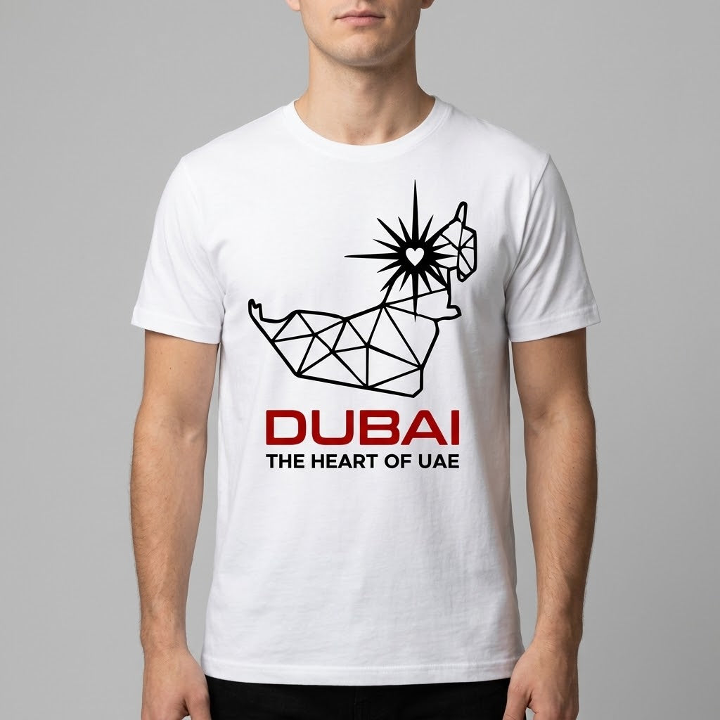 FMstyles - Premium Dubai: The Heart of UAE - 100% Cotton White Round Neck Unisex T-Shirt