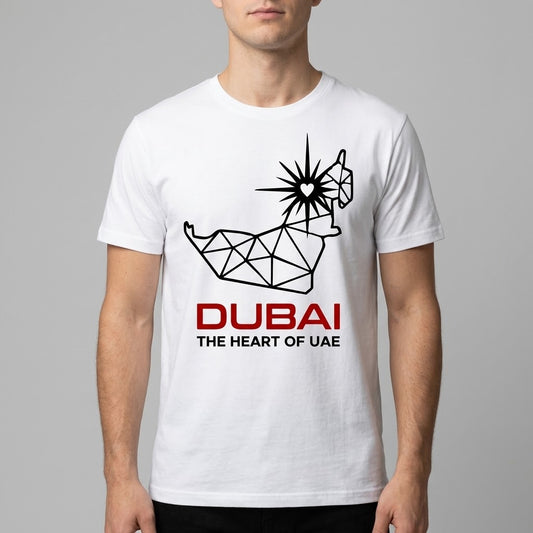 FMstyles - Premium Dubai: The Heart of UAE - 100% Cotton White Round Neck Unisex T-Shirt